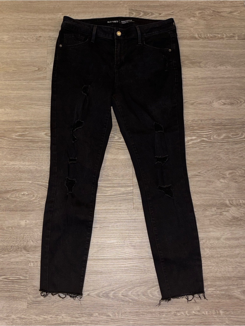 Old Navy ROCK STAR Distressed Jeggings size 12 Black Wash